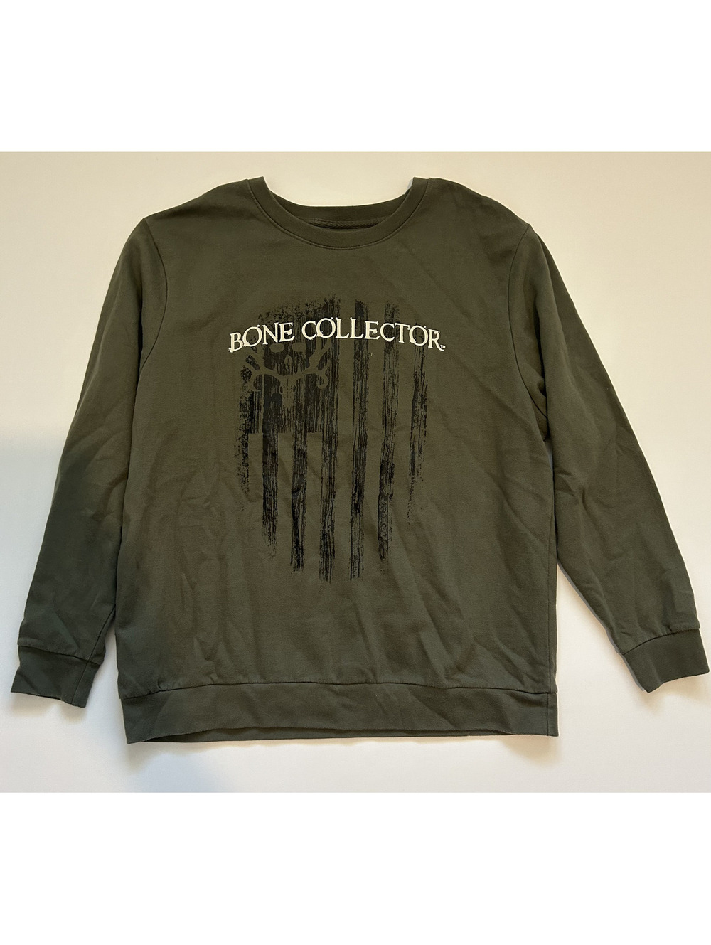 Bone Collector Men’s Olive Fleece Pullover Sweatshirt Size XL